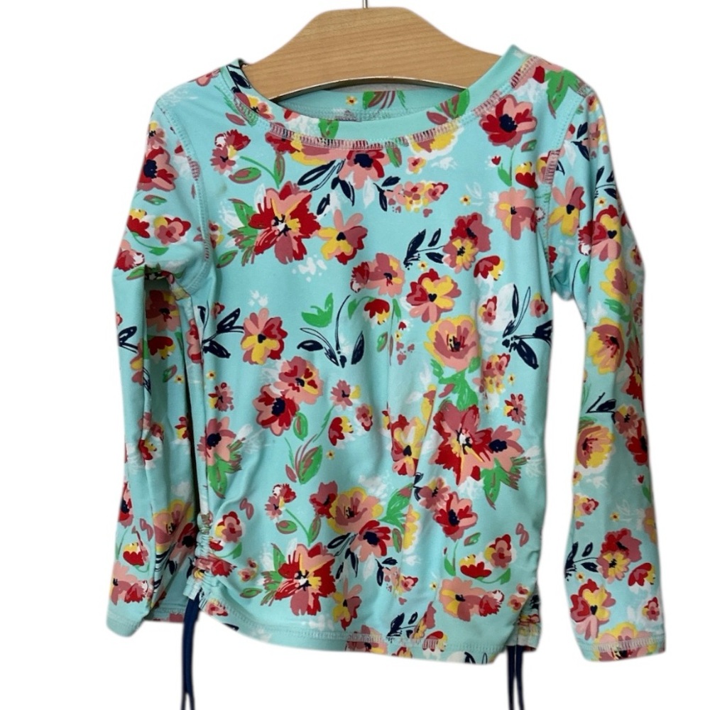 Ruffle Butts Girls Floral Rash Guard Swim Top Size 3T Pool Beach